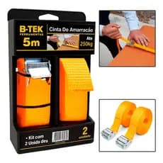 Cinta Amarração 5m 250kg - Kit 2 Catracas Reforçadas