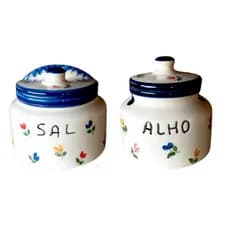 🌷 Pote Tulipa Decorado – Saleiro ou Porta Alho de Cerâmica (Venda Individual)