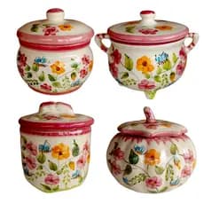 🦋Potes Decorativos De Cerâmica Esmaltada –Jardim | Decoração Para Cozinha