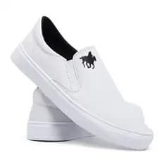 Tênis Slip On Polo Branco Enfermagem Médico Hospital Sapatênis Casual Iate Sem Cadarço Confortável