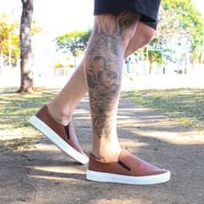 Tênis Slip On Masculino Sapatênis Sem Cadarço Casual Iate Caramelo Elástico Leve Macio Confortável