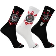 Meia Masculina Corinthians Esportiva Cano Médio Rikam Oficial