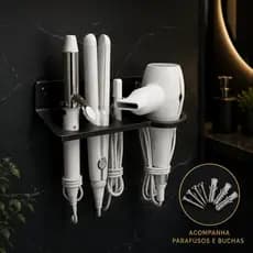 Suporte Multifuncional De Parede Salao e Banheiro Para Secador Chapinha e Babyliss Organizador