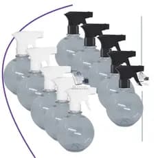 Kit 10 unidades Frascos Pet 330 ml Formato Bola com Válvula Spray Gatilho