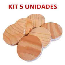 Kit 5 Placa Base Redonda Bolacha Madeira Pinus 8 10 12 14 cm diametro