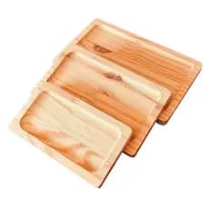 Kit de 3 Tábuas de Frios / Petisqueira de Madeira de Pinus com Rebaixo para Alimentos Petiscos