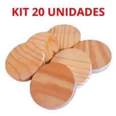 Kit 20 Placa base Redonda Bolacha Madeira Pinus 8 10 12 14 cm diametro