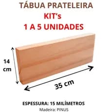 Tábua prateleira de madeira maciça pinus 14cm de largura 35cm comprimento 1,5cm espessura