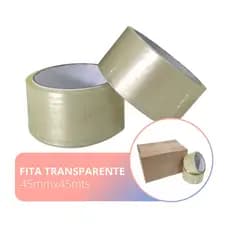 Fita Adesiva Larga Transparente 45mm x 45mts 1 Rolo Para Caixas Papelão E-Commerce Mudança Boa Colagem e Fixação