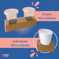 Porta Copo de Papelão Individual ou Duplo Para Delivery Bebidas Açaí Sucos Sorvete Café Milk Shake Ifood Resistente