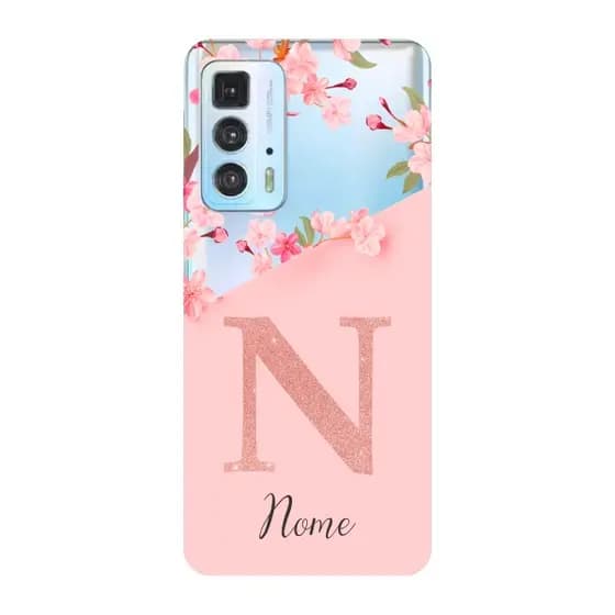 Capinha para Moto Edge 20 Pro Anti Impacto Personalizada - Delicate Flowers com nome e fundo transparente