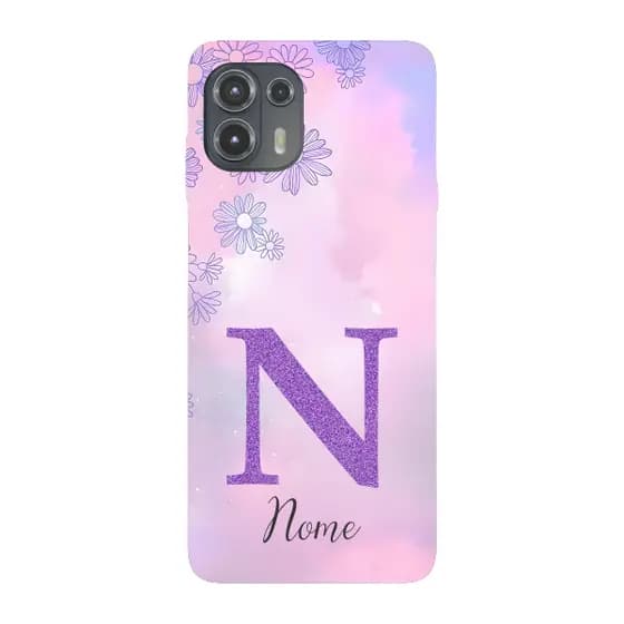 Capinha para Moto Edge 20 Lite Anti Impacto Personalizada - Delicate Flowers Lilás com nome