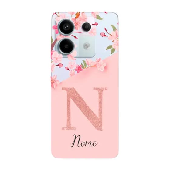 Capinha para Xiaomi RedMi Note 13 Pro 5G Anti Impacto Personalizada - Delicate Flowers Rosa com nome e inicial