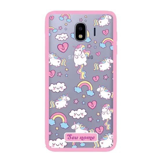 Capinha para Samsung J4 Anti Impacto Personalizada - Unicórnio com nome e fundo transparente