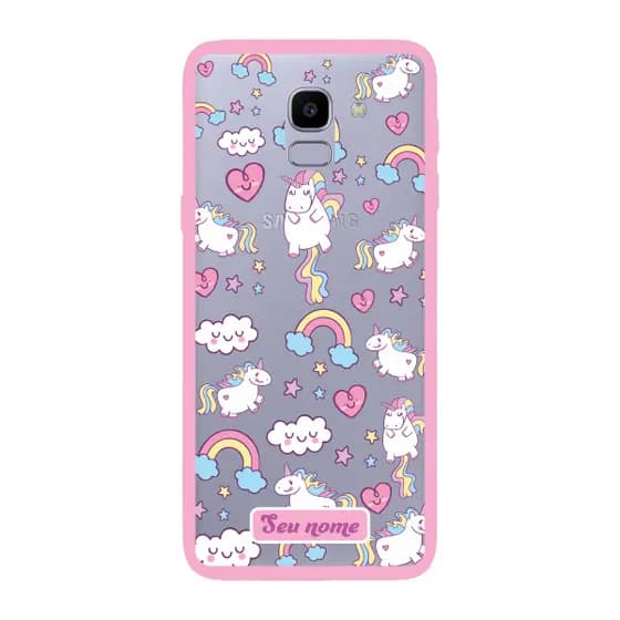 Capinha para Samsung J6 Anti Impacto Personalizada - Unicórnio com nome e fundo transparente