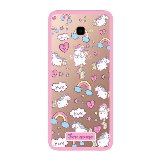 Capinha para Samsung J4 Core Anti Impacto Personalizada - Unicórnio com nome e fundo transparente