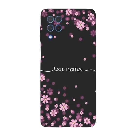 Capinha para Samsung M62 Anti Impacto Personalizada - Flores Lilás com nome