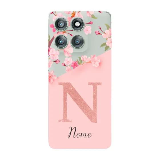 Capinha para Moto Edge 60 Fusion Anti Impacto Personalizada - Delicate Flowers Rosa com nome e inicial