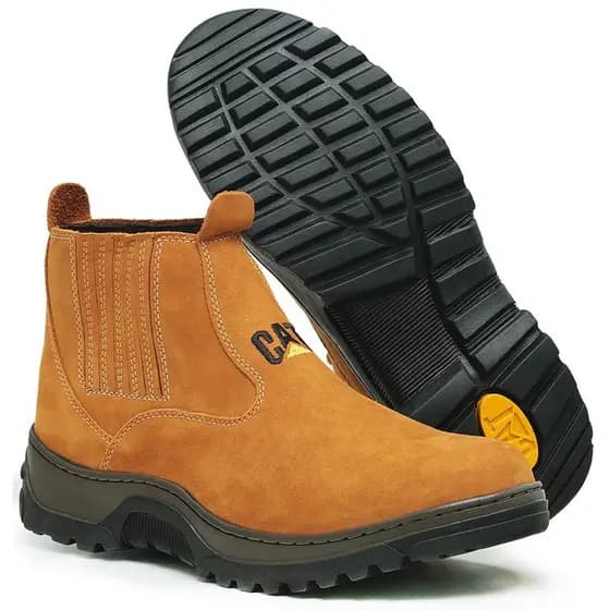 Bota caterpillar masculina solado macio legitimo amarela