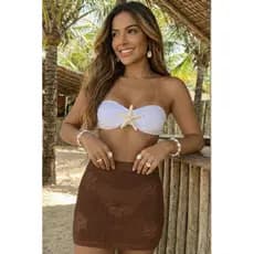 Saia de Praia Modal Feminina Rendada Curta Saída de Praia Leve Moda Verão