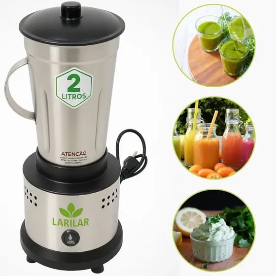 Liquidificador Industrial 2 Litros Alta Rotação Sucos Vitaminas e Molhos Inox - 800w