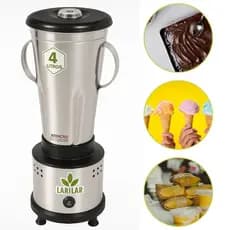 Liquidificador Industrial 4 Litros Baixa Rotação Massas Açai Bolos Temperos Ingredientes Pesados