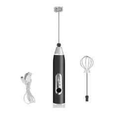 PRETA - (Premium) Mini Batedor Mixer Elétrico Portátil Bivolt