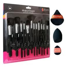 Kit 12 Pinceis Maquiagem Profissional+trio Esponjas Macrilan