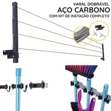 Varal de Roupa Dobrável e Retrátil com 5 Cordas - Varal Retratil Parede - não é Varal de Chao Grande