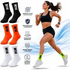 Kit 1 ou 2 Pares Meia RUN Poliamida Esportiva Cano Alto Anti Bolhas Corrida Crossfit 35 ao 44