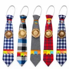Kit 12 ou 24 Gravatinhas Festa Junina Com Elástico Estampas Sortidas Para Quadrilha Escola Arraial 2026