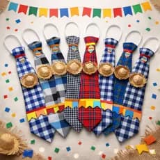 Kit 3 6 12 Gravatinhas Festa Junina Com Elástico Estampas Sortidas Quadrilha Escola 2026