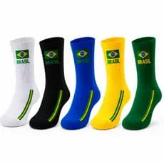 Meia Brasil Cano Alto Kit 1 Par 2 Pares 3 Pares Copa 2026 Algodão Quente Antiderrapante