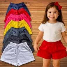 SHORT feminino menina LISO infantil com bolso uniforme escolar verão.