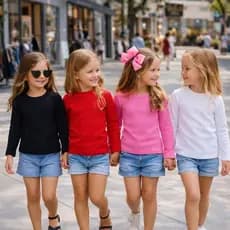 Blusa Manga Longa Canelada Feminina Menina Infantil Básica.