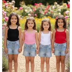 Camiseta Regata Canelada Feminina Menina Infantil Básica.