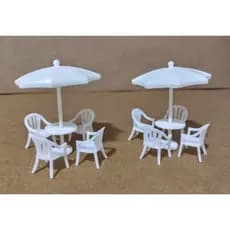 2  guarda-sóis  1:64  + 8 cadeiras miniatura praia piscina para  maquetes e dioramas guarda sol 1/64