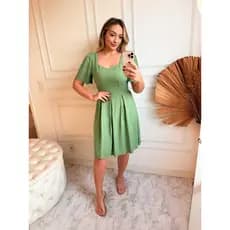 Vestido Feminino Midi com Manga e Elastex nas costas para Estilo Elegante e Confortável