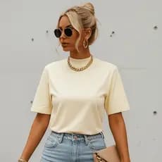 Blusa Feminina Manga Oversized Moderna Gola Alta Simples 100% Algodão Menegotti