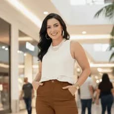 Blusa Regata Feminina Social Duna Crepe Premium Alça Larga Decote V  Luxo Tendência da Moda P ao G3
