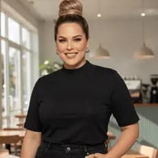 Blusa Feminina Plus size Lisa Gola Alta Simples Macia 100% Algodão Premium G1 G2 G3 Marrom Preta