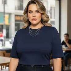 Camiseta Feminina Plus Size Evangélica Manga Oversized Lisa Marrom Gola Alta Blusa da Moda 100% Algodão Qualidade