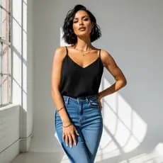 Regata Feminina Duna Bege Claro Com Alça Fina E Decote V Elegante Confortável E Versátil Para O Dia A Dia