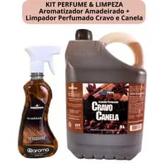 Kit Aromatizador Amadeirado 500 ML + Limpador Perfumado Cravo & Canela 5 Litros - perfume e limpeza Quimiprol