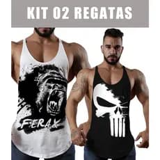 Kit 2 Regatas Cavadas Masculina Gorila Musculação