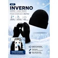Kit Touca Gorro Lã + Luva Touch Quente Mexer Celular Denlex