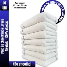 Kit 10 Pano de Chão Saco Duplo Branco Alvejado 100% Algodão Grosso Cozinha Piso Limpeza Pesada 60cm x 75cm