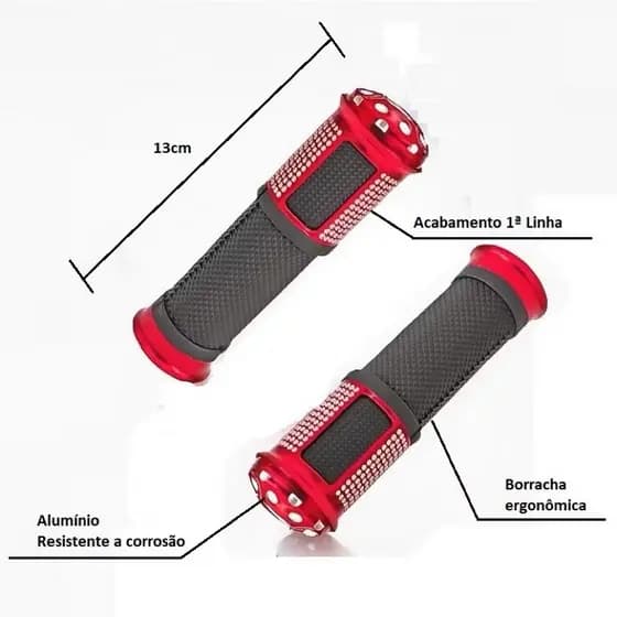 Manopla para Moto Esportiva Moto Alumínio e Borracha Antiderrapante – Diversas Cores