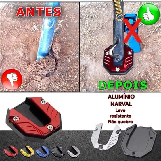 Capa Protetora Descanso Base Ampliadora Extensor Descanso Lateral Moto Universal
