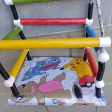 Cadeira Balanço Infantil de Personagem Madeira Bonito Lindo Cadeira Estampa Tecido